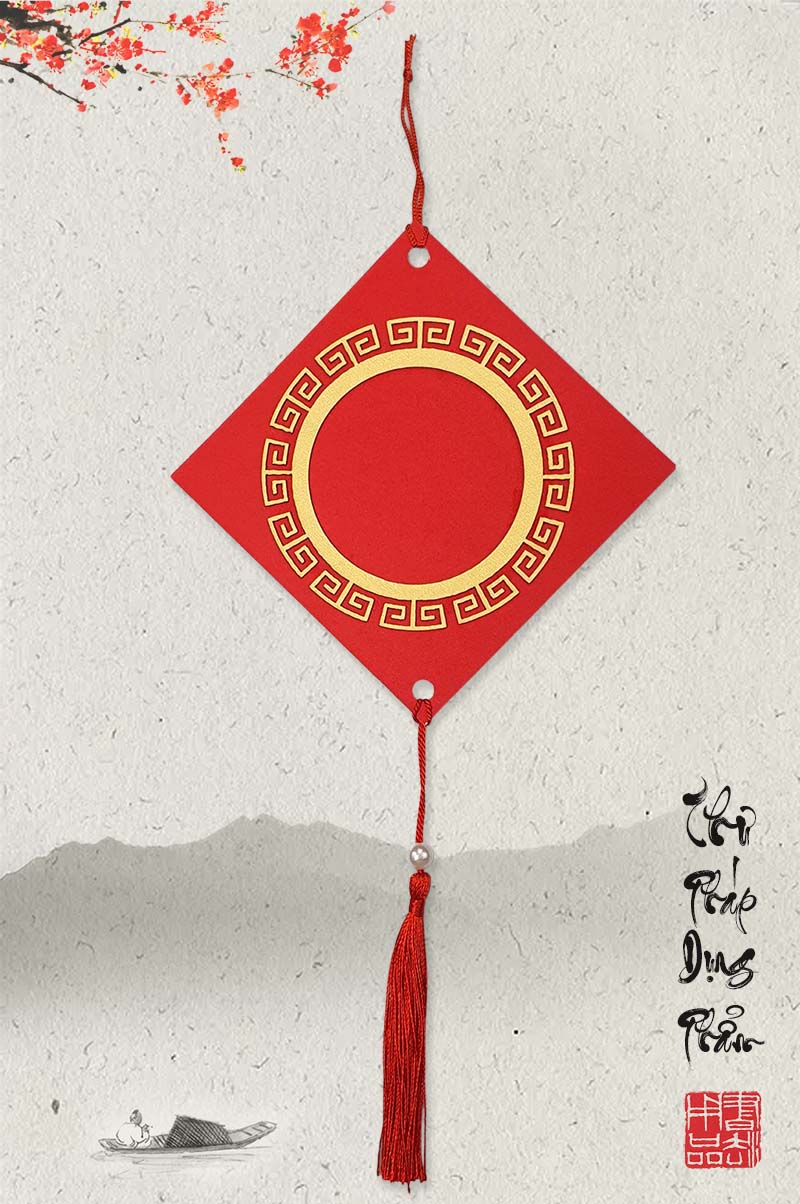 Thẻ treo đào thẻ giấy trang trí hình quả trám 10x10cm