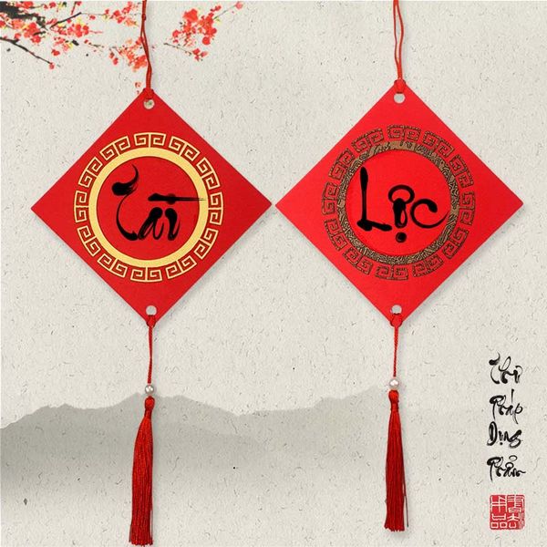 Thẻ treo đào thẻ giấy trang trí hình quả trám 10x10cm