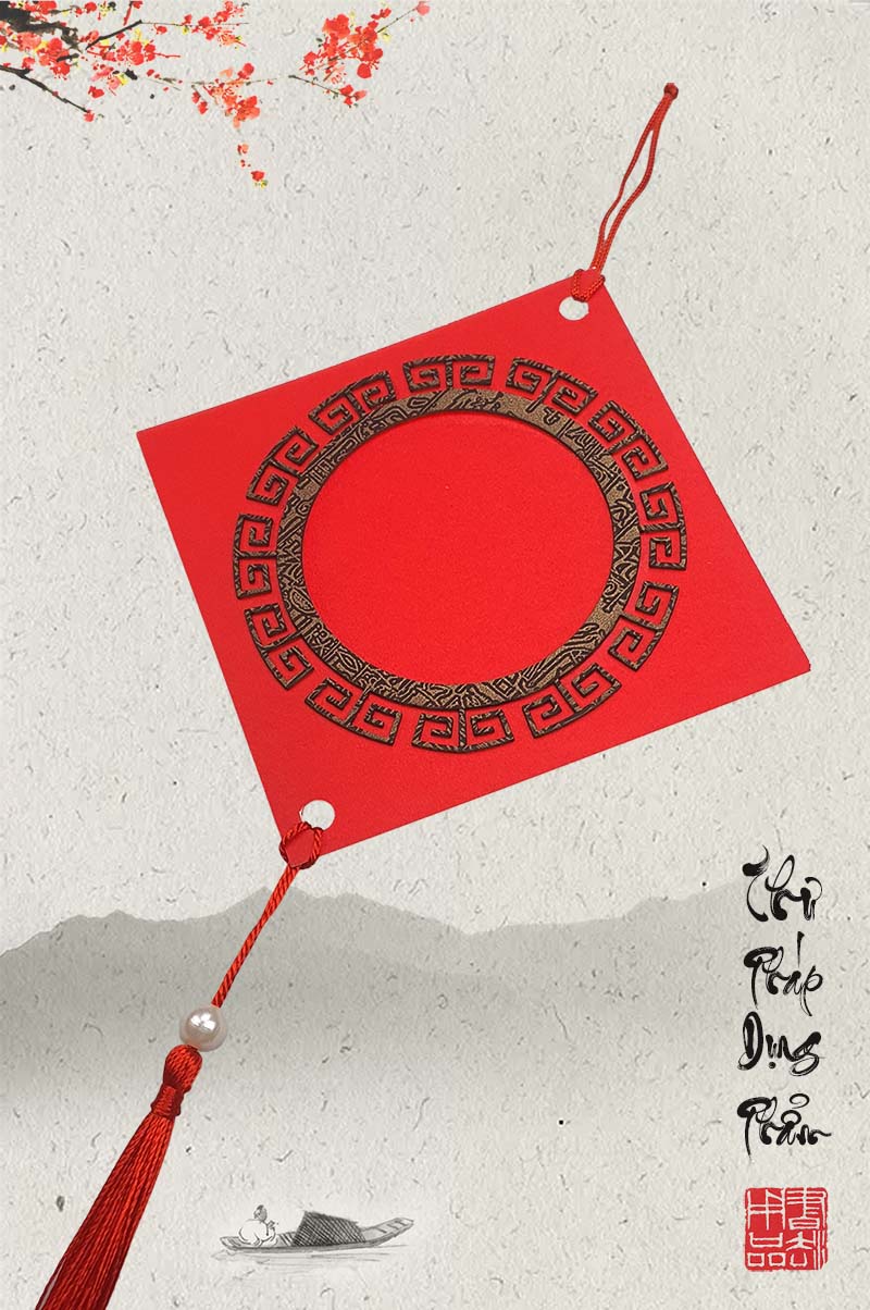 Thẻ treo đào thẻ giấy trang trí hình quả trám 10x10cm