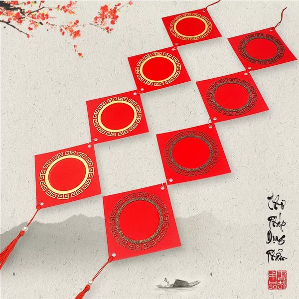 Thẻ treo đào thẻ giấy trang trí hình quả trám 10x10cm