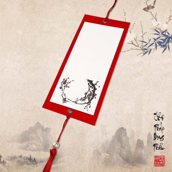 Thẻ treo đào, thẻ treo trang trí in tranh