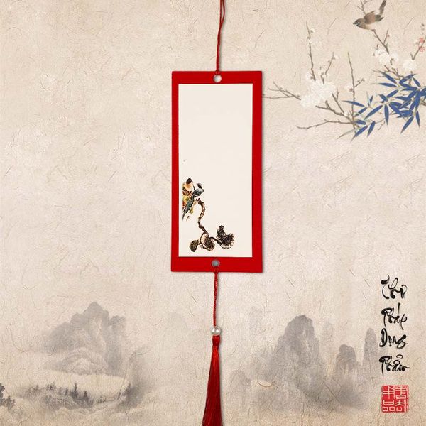 Thẻ treo đào, thẻ treo trang trí in tranh