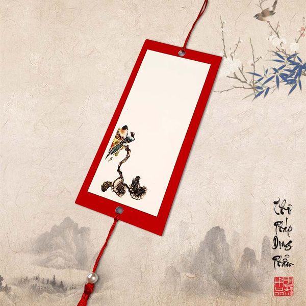 Thẻ treo đào, thẻ treo trang trí in tranh