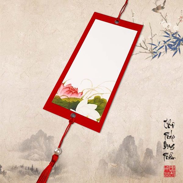 Thẻ treo đào, thẻ treo trang trí in tranh