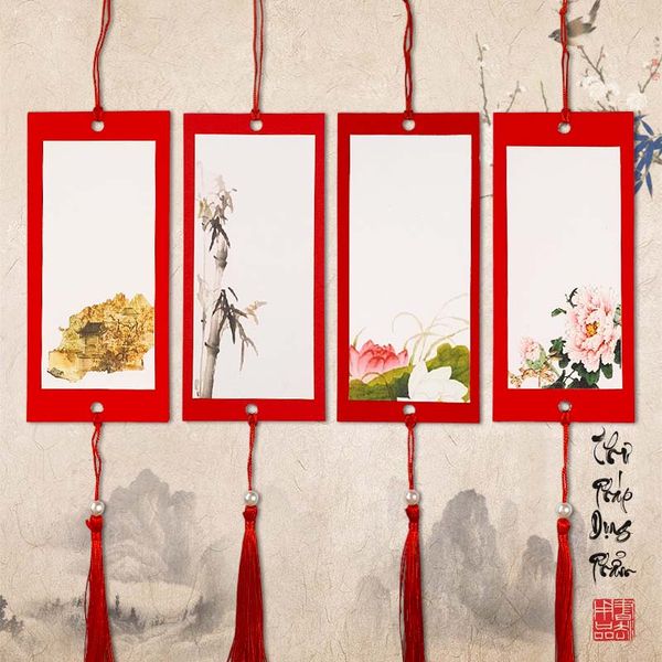 Thẻ treo đào, thẻ treo trang trí in tranh