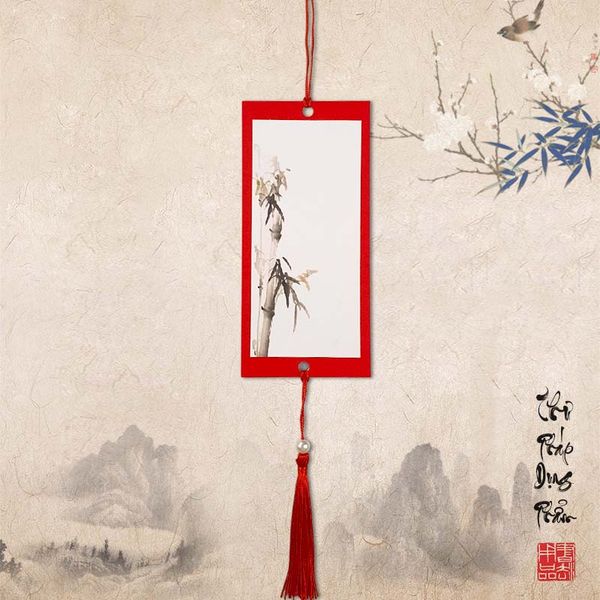 Thẻ treo đào, thẻ treo trang trí in tranh