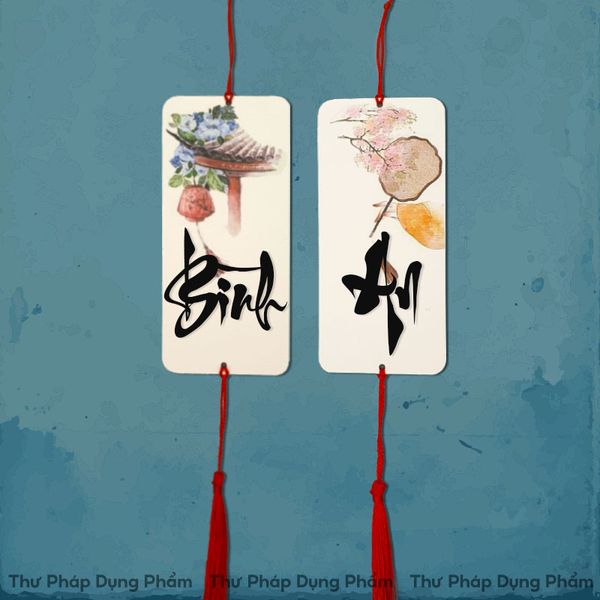 Thẻ treo trang trí in tranh viết thư pháp