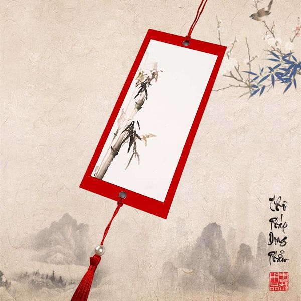 Thẻ treo đào, thẻ treo trang trí in tranh