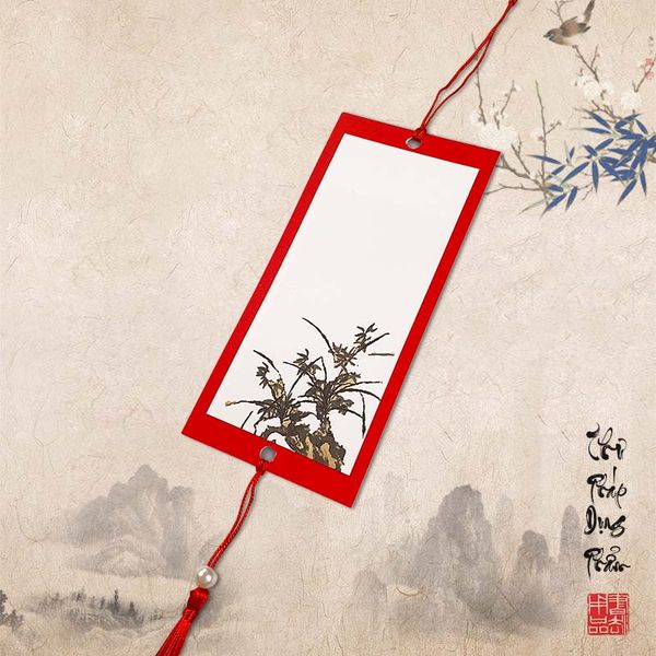 Thẻ treo đào, thẻ treo trang trí in tranh