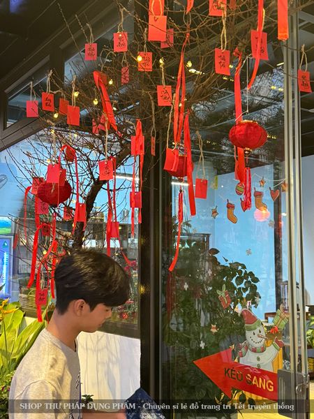 Thẻ treo đào mai trang trí tết