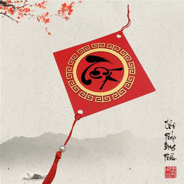 Thẻ treo đào thẻ giấy trang trí ngày tết