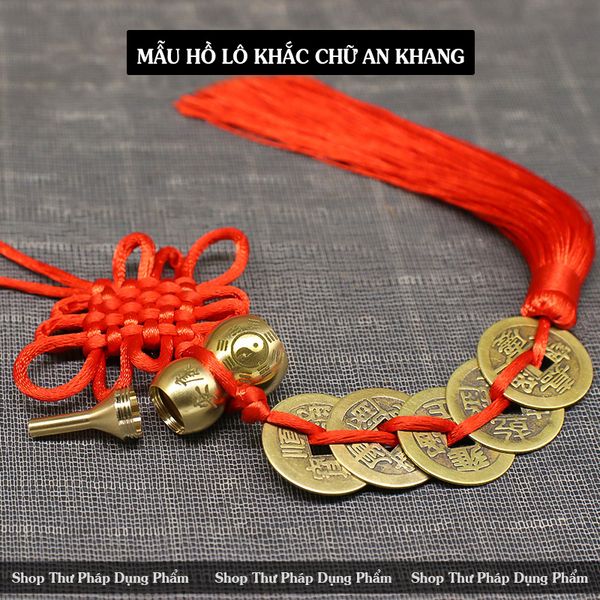 Dây đồng xu ngũ đế hồ lô đồng nguyên chất treo phong thủy