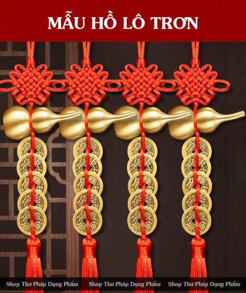 Dây đồng xu ngũ đế hồ lô đồng nguyên chất treo phong thủy