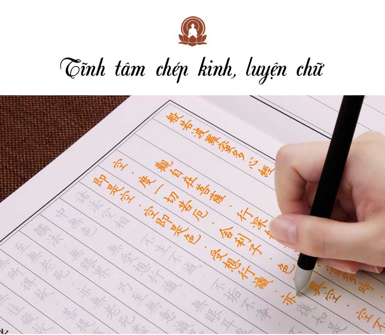 Vở chép kinh khải thư bút cứng