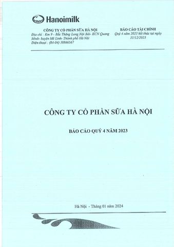 BÁO CÁO TÀI CHÍNH QUÝ 4 NĂM 2023 KẾT THÚC TẠI NGÀY 31/12/2023