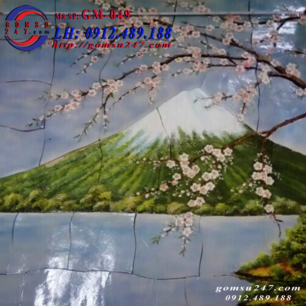 Tranh gốm dán tường cảnh núi Phú Sĩ - Tranh dán tường