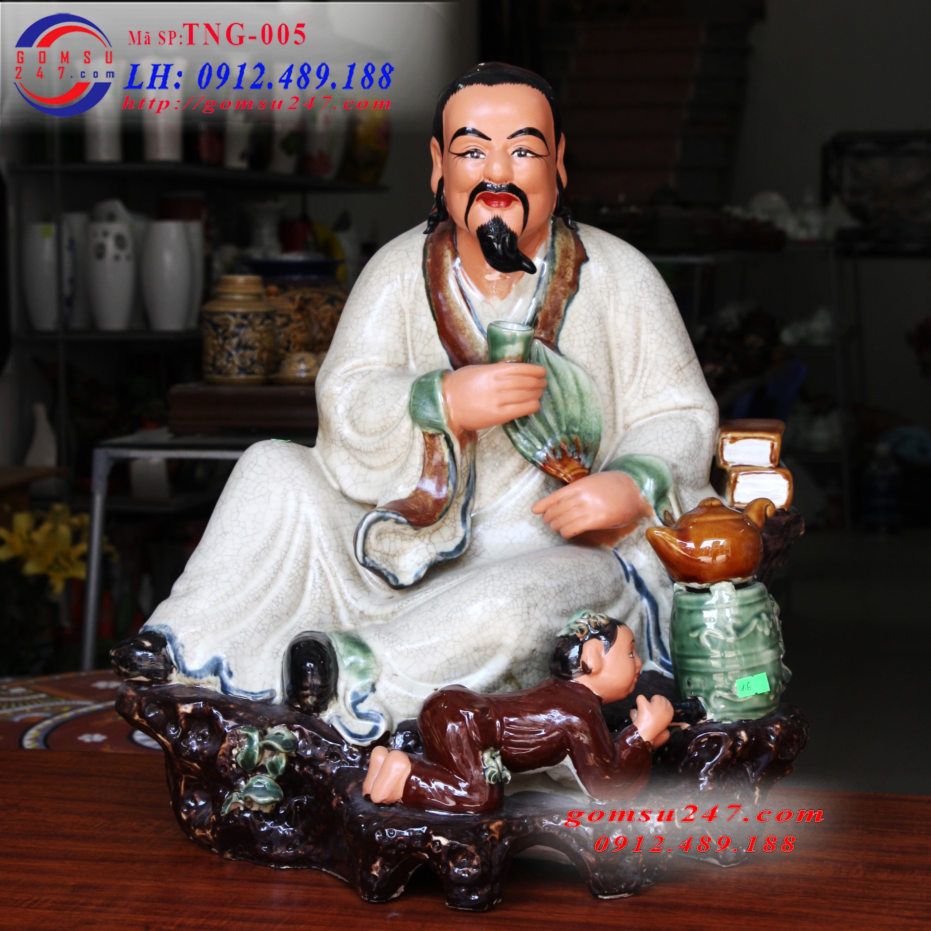 Tượng gốm sứ Bát Tràng - Tượng ông thần trà