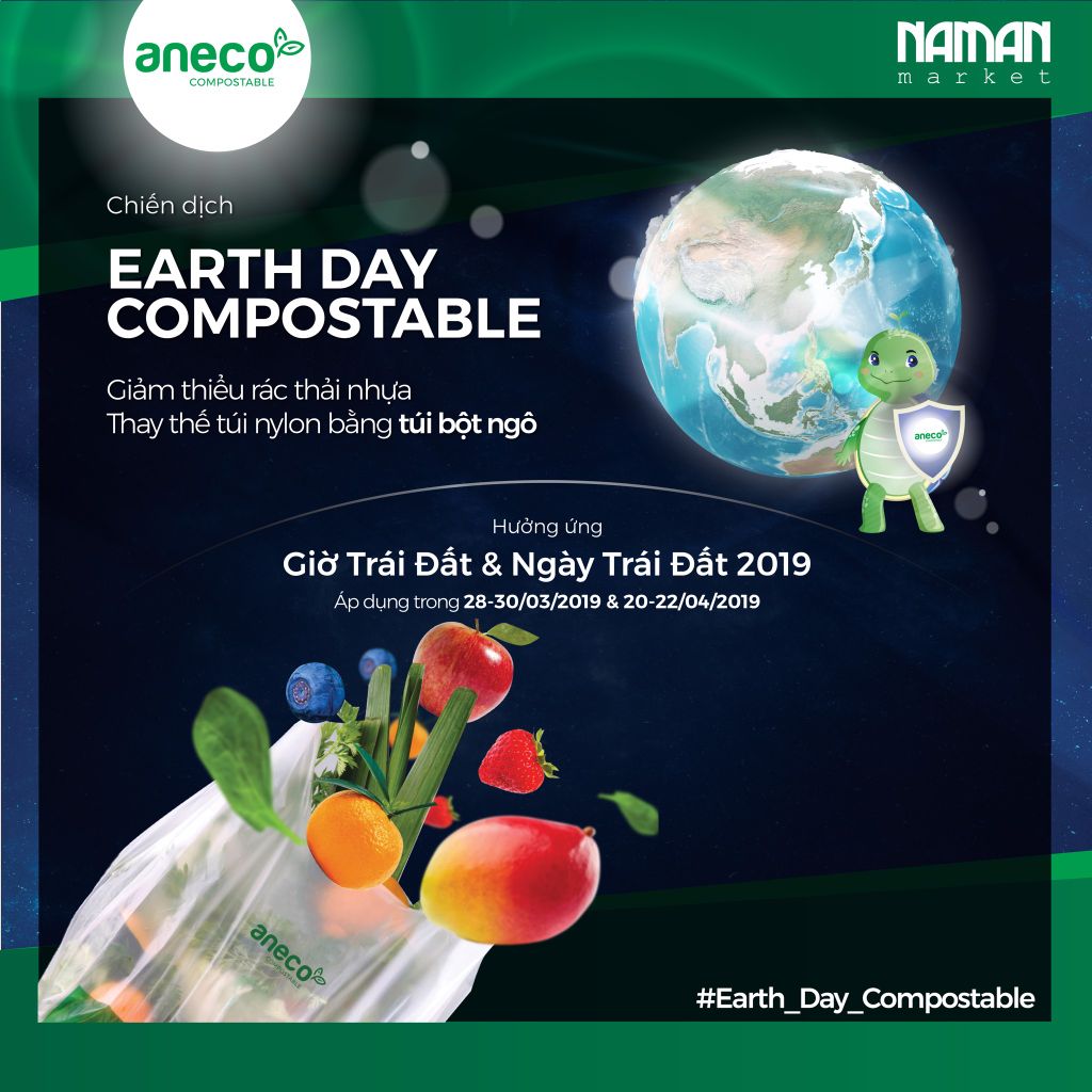 EARTH HOUR & EARTH DAY 2019 – REPLACING PLASTIC BAGS WITH COMPOSTABLE BAGS MADE FROM CORN
