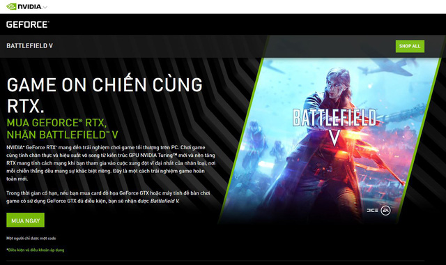 Battlefield V đang được tặng kèm VGA RTX20xx