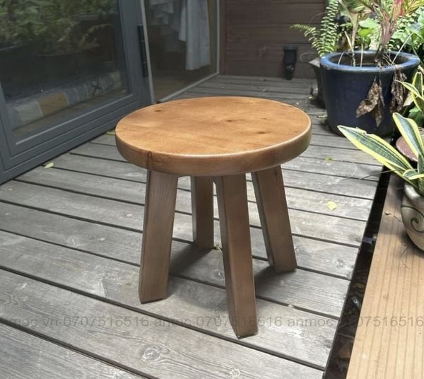 Ghế đôn tròn thấp 30cm gỗ thông