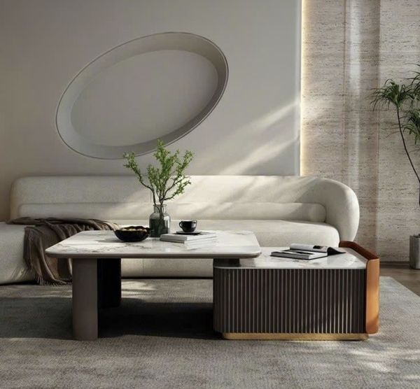 Ý tưởng trang trí với bàn sofa mặt đá mẫu 5