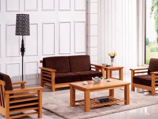 Bộ bàn ghế giả sofa chất liệu gỗ thông ấn tượng