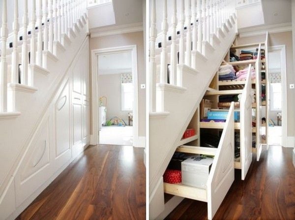 Cầu thang kết hợp giá để đồ