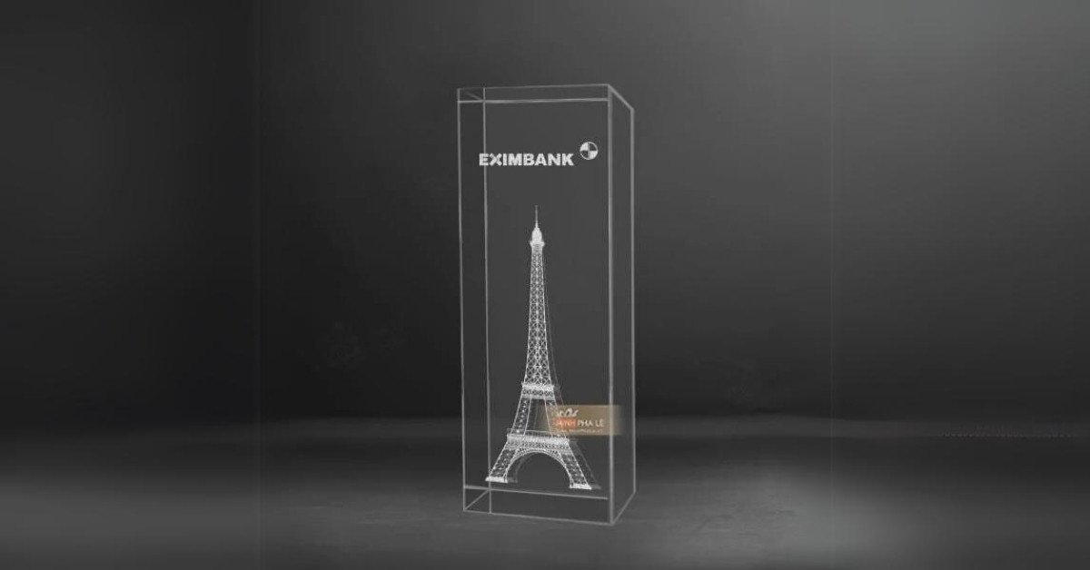 Khối pha lê 3d tháp Eiffel 3D-027