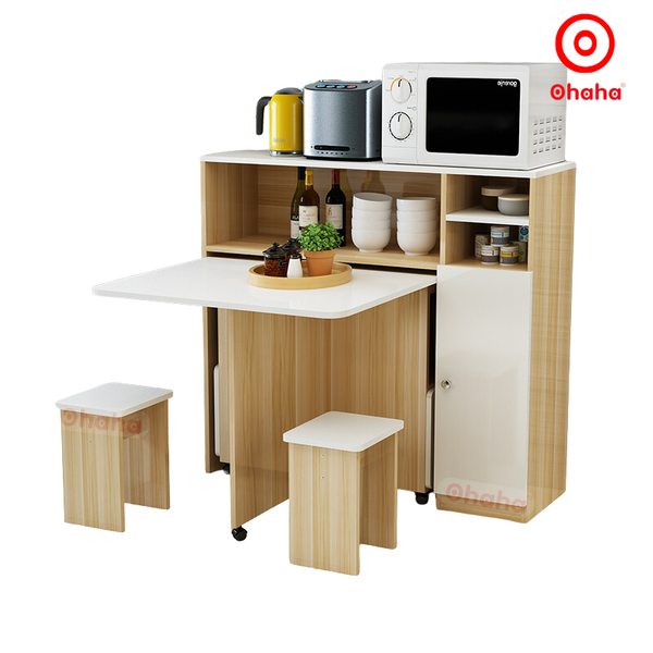 Bộ bàn ăn thông minh xếp gọn có ghế kèm hệ tủ đồ - BA011