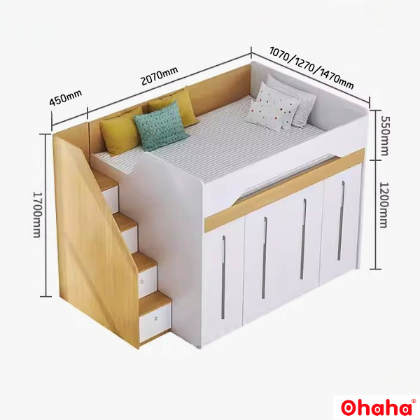 Giường tầng thông minh Ohaha kết hợp tủ áo - GTTM014