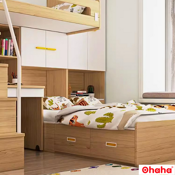 Giường tầng thông minh Ohaha kết hợp tủ áo và bàn học - GTTM017