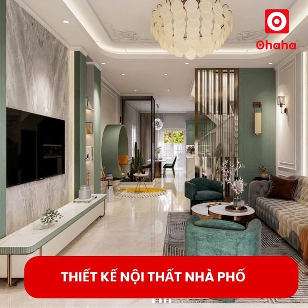 Thiết kế nội thất phòng khách nhà phố có ánh sáng tự nhiên