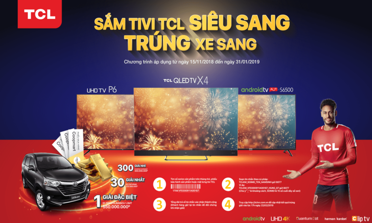 Mua tivi TCL có cơ hội trúng xe Toyota, vàng PNJ, Voucher mua hàng Coopmart