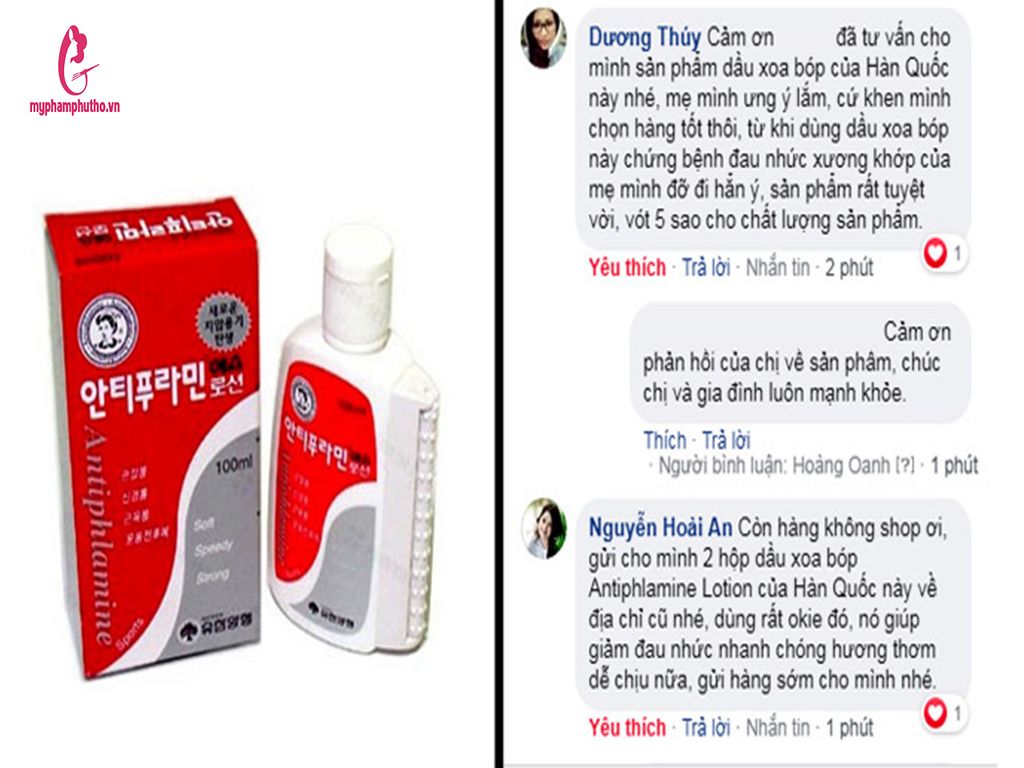 review Dầu nóng xoa bóp Antiphalamine Hàn Quốc