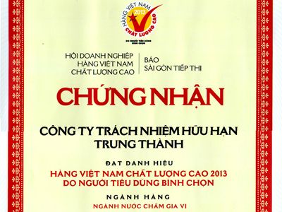 TrungThành Food được bình chọn “Hàng Việt Nam chất lượng cao” năm thứ 10