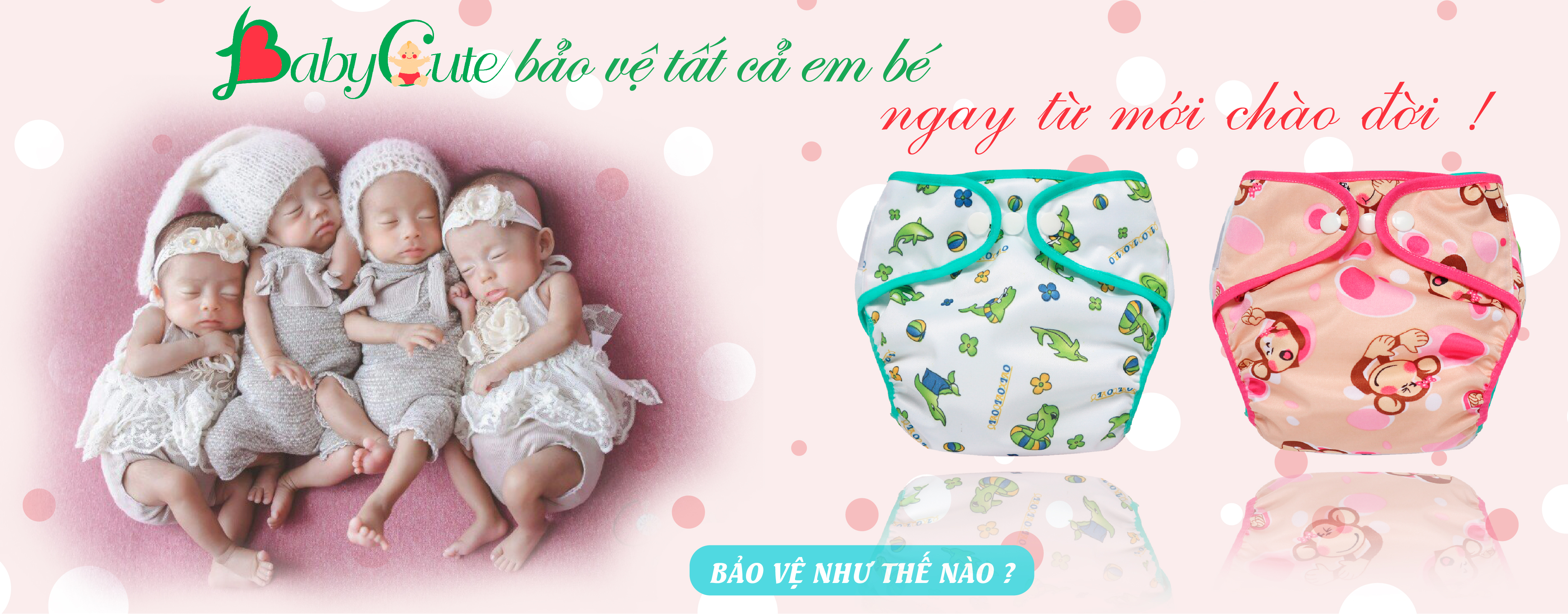 Tã vải Sơ sinh chống thấm BabyCute cho bé sơ sinh từ 2-5kg