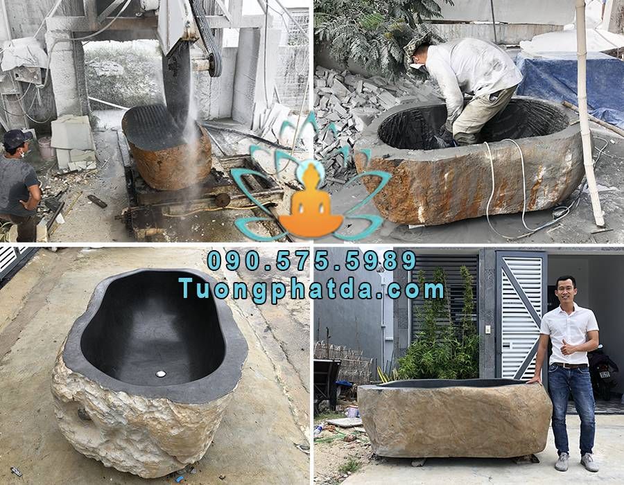 Bồn tắm đá bazan nguyên khối cho khách Ninh Bình
