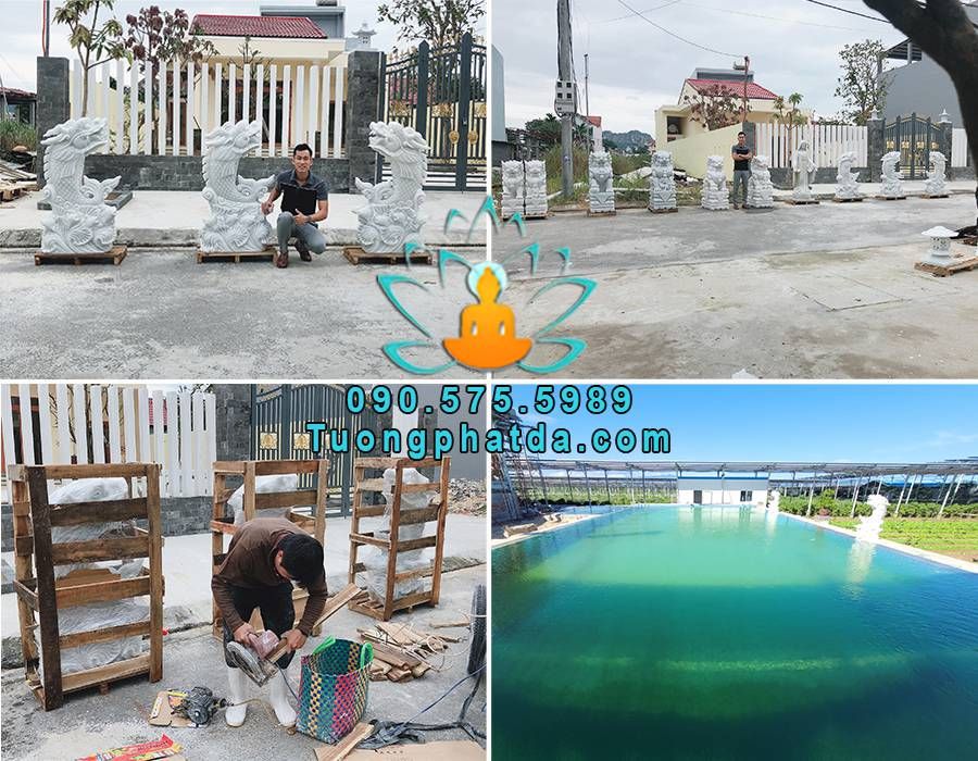 Bộ 3 tượng cá chép hóa rồng cao 1.2m về Bình Thuận