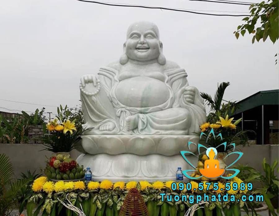 Tượng phật di lặc ngồi bằng đá non nước đẹp về chùa Bình Định