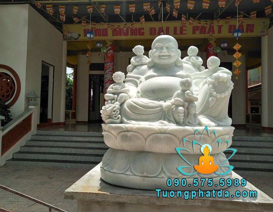 Tượng phật di lặc ngũ phúc bằng đá non nước về chùa tại Hà Nội