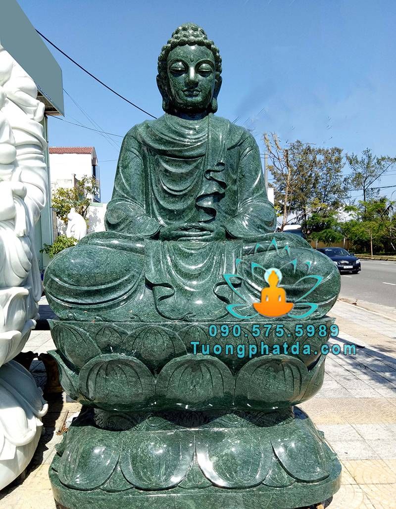 Tượng Phật Thích Ca Ngồi Bằng Đá Ấn Độ (Xanh Napoli)