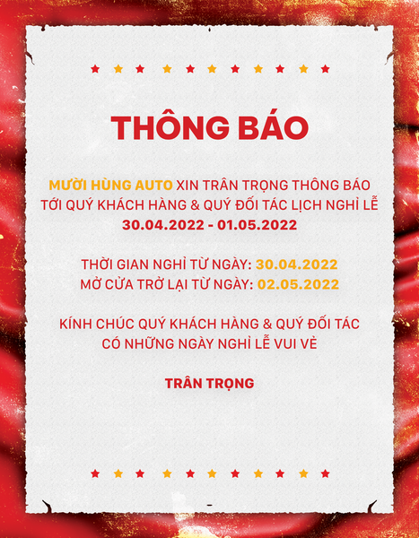 THÔNG BÁO LỊCH NGHỈ LỄ 30/4 - 1/5