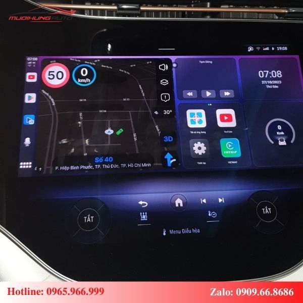 Android Box cho ô tô Mercedes EQS 500 có giao diện hiện đại