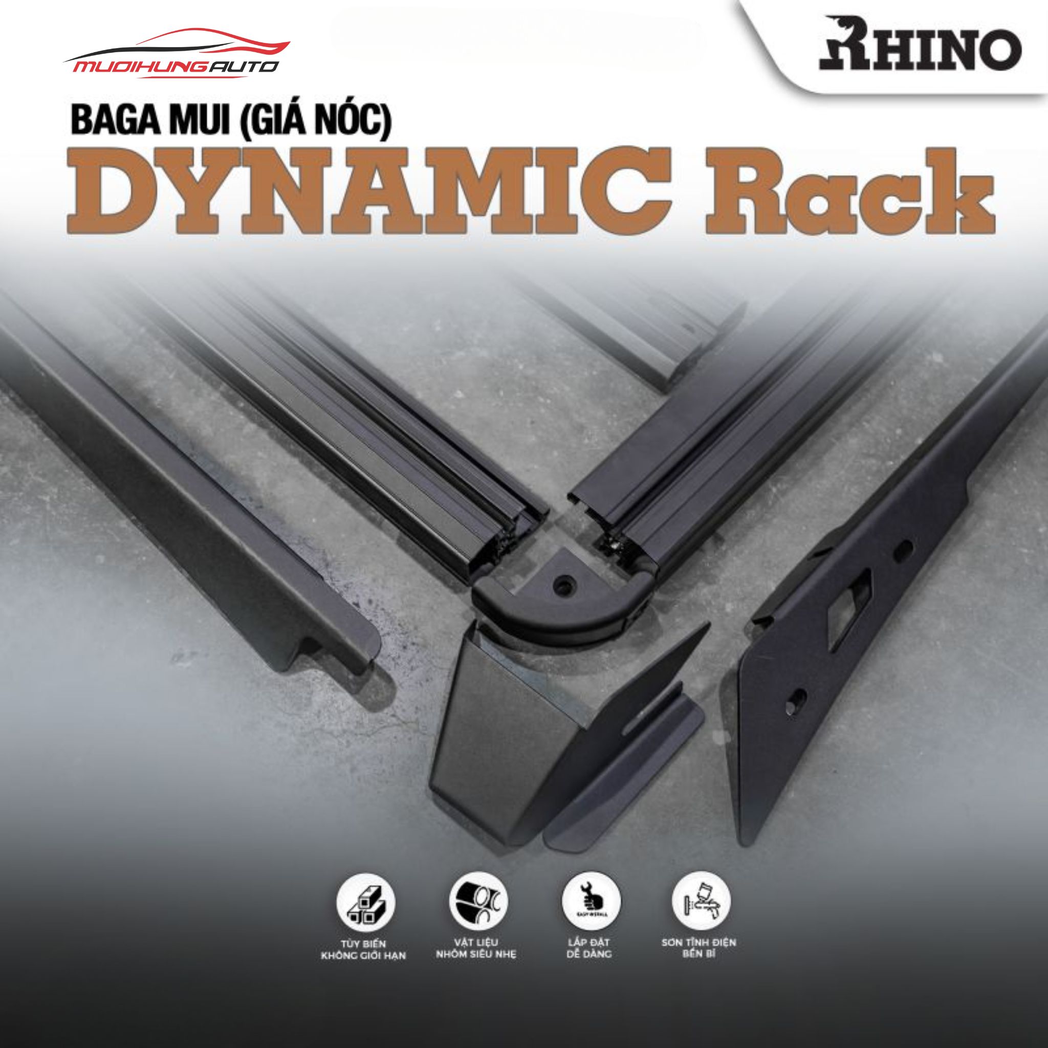 Baga chở đồ nóc xe Nhôm Rhino Dynamic xe Bán tải