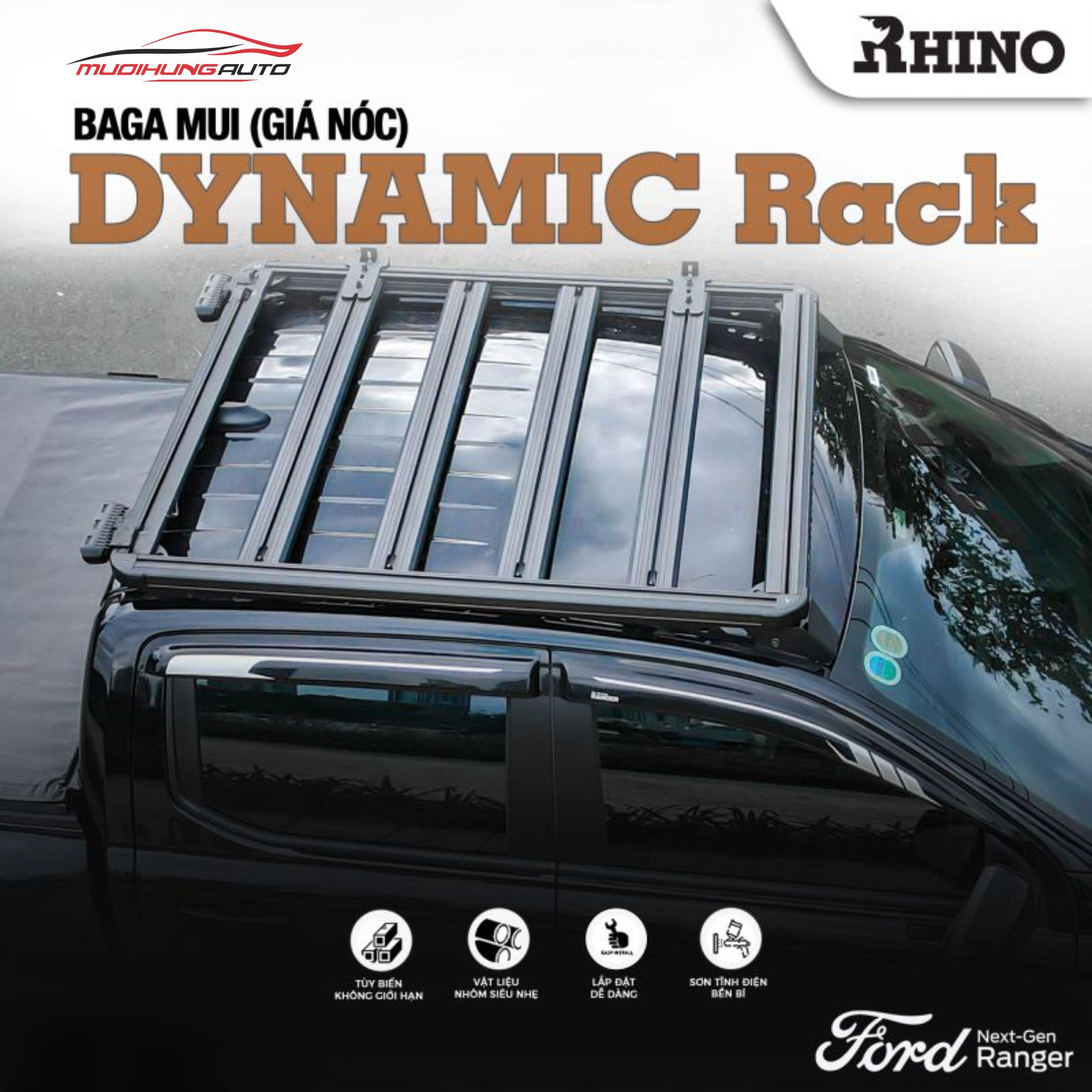 Baga mui Nhôm Rhino Dynamic xe Bán tải