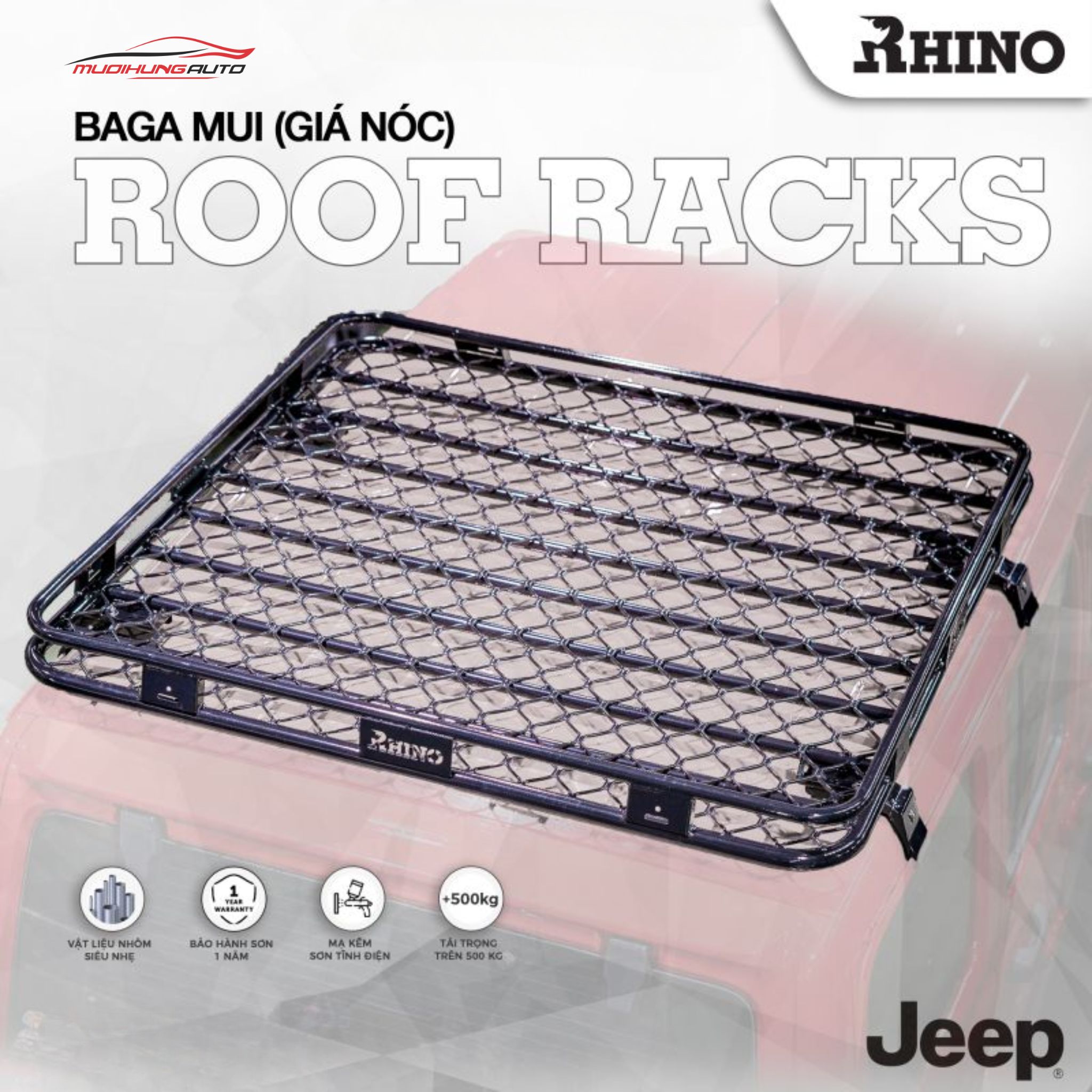Baga mui nhôm Rhino xe Jeep Wrangler & Gladiator