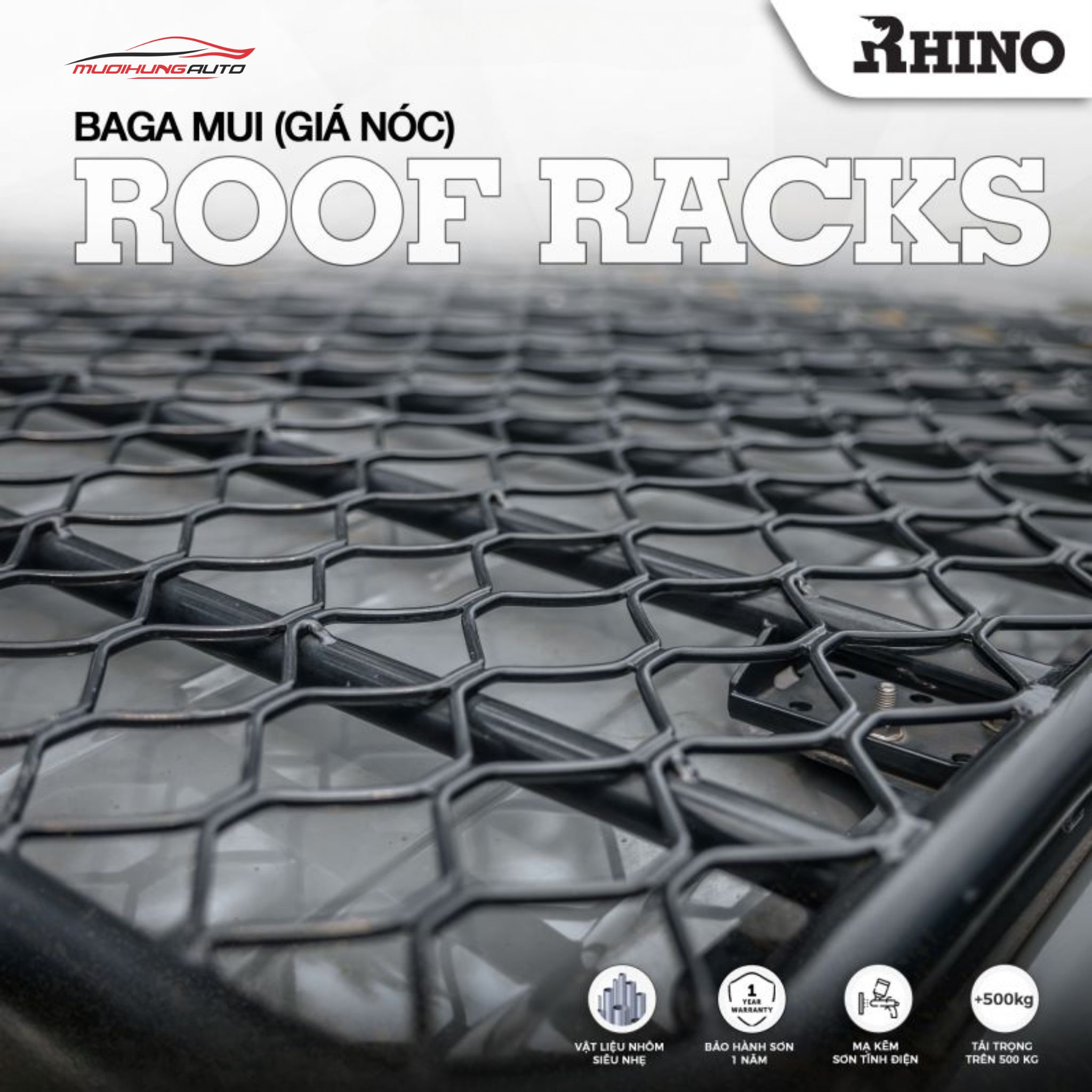 Baga mui vuông nhôm Rhino xe Jeep Wrangler & Gladiator