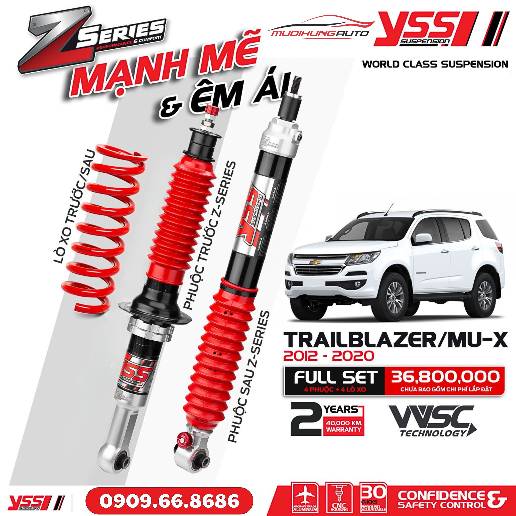 Bộ phuộc giảm xóc YSS Z-SERIES xe Isuzu Mu-X 2012 - 2020