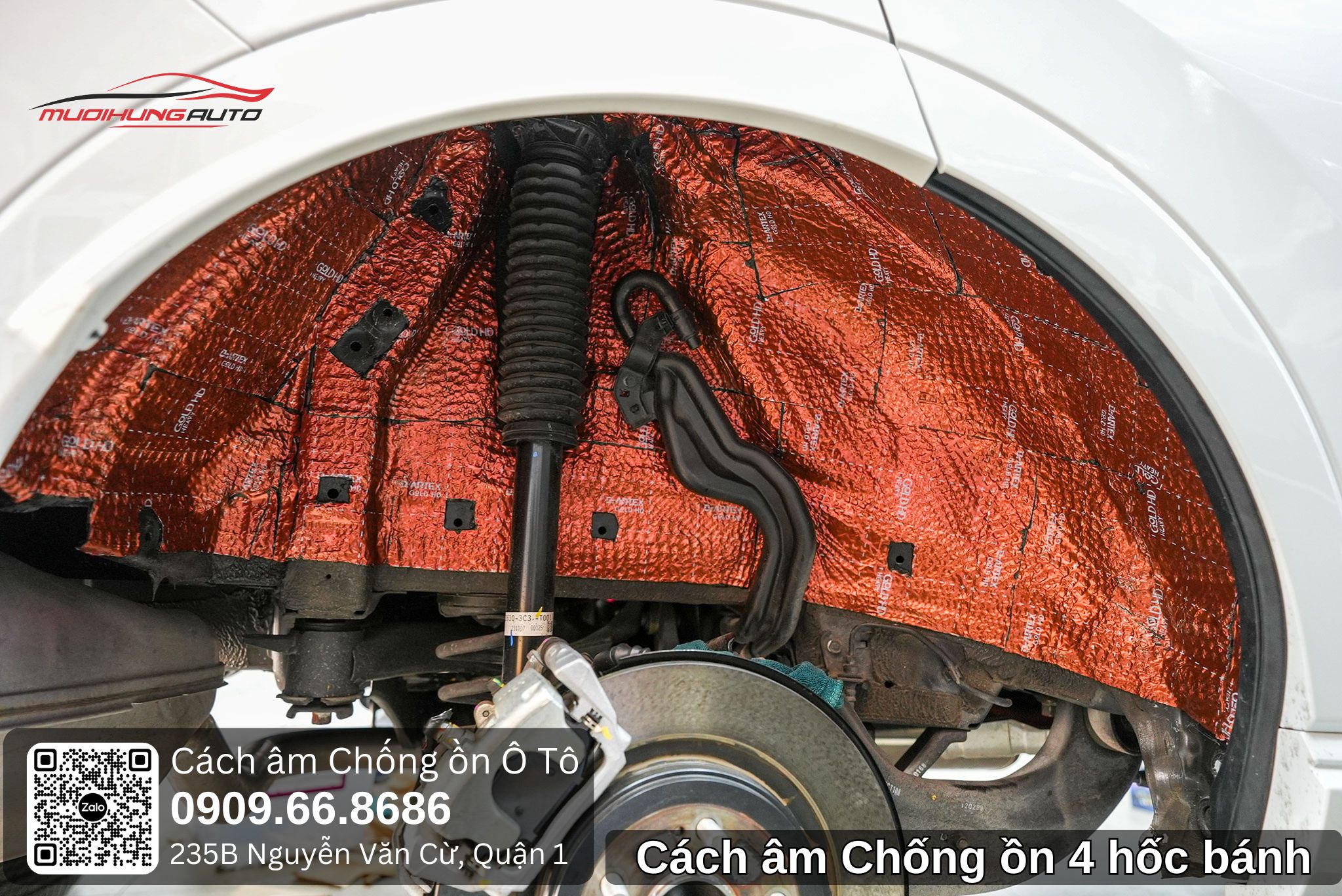 Cách âm chống ồn 4 hốc bánh ô tô 5 chỗ