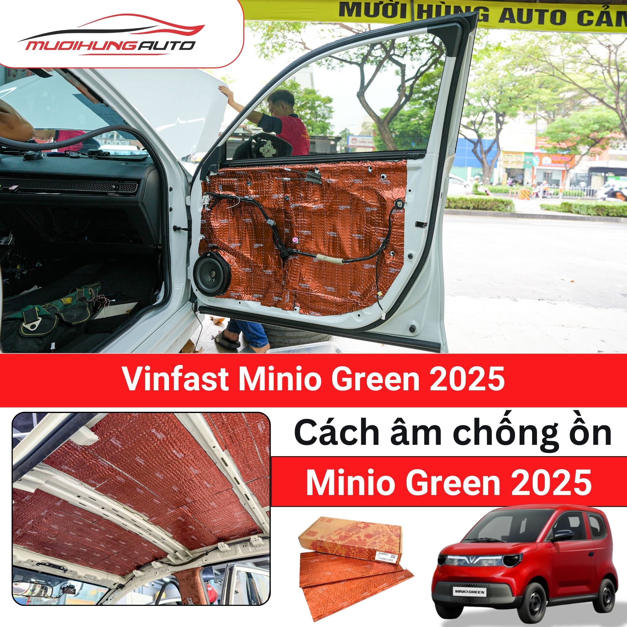 Cách âm chống ồn cho xe Vinfast Minio Green